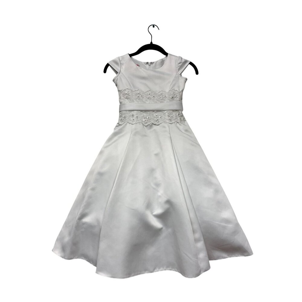 Girls size 6X White Formal Dress Designed by Lauren Marie #6326